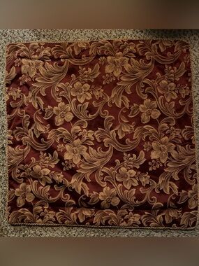 Elegant Floral Damask Jacquard Euro Pillow Cover in Burgundy